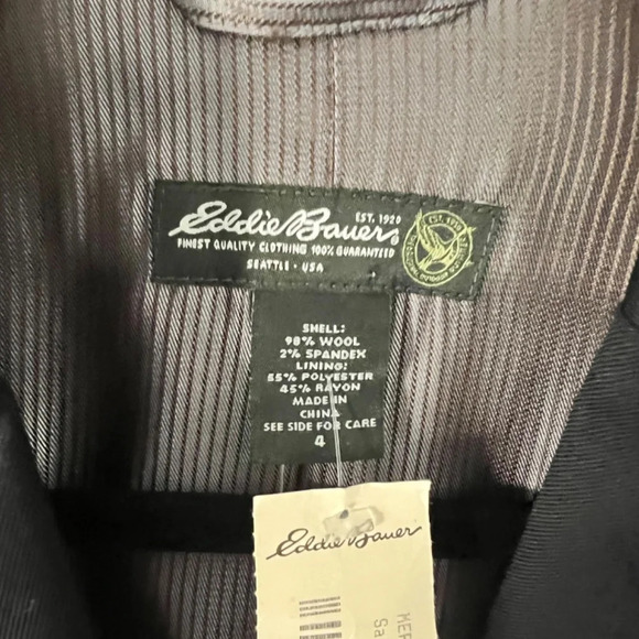 Eddie Bauer Classic Black Single Button Lined Wool Blend Blazer Size 4 NWT - Picture 4 of 10